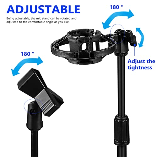 Milisten Desktop Microphone Stand With Phone Holder, 2 In 1 Adjustable Microphone Stand Desk With Shock Mount And Adapter, Mic Stand Desk With Weighted Base For Broadcast Recording #TOP1