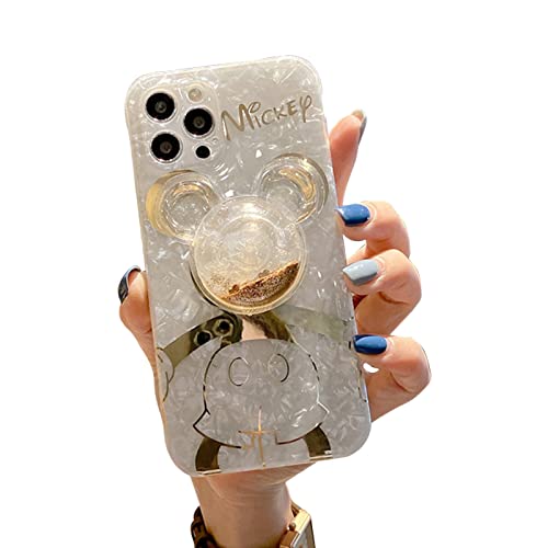 Deavon Compatible With Iphone 12 Pro Max Case,Cute Golden Mickey Sparkle Bling Cover With Quicksand Cell Phone Holder,Kickstand Soft Tpu Shockproof Protective For Women Girls #TOP1