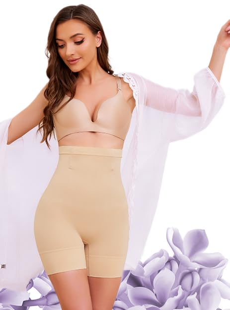 Image of YADIFEN Tummy Control Shapewear Shorts Thigh Slimmer High Waisted Shapewear Women Girdles Shorts Women Shapewear Under Dress, X-Large, Black&nude-2 Pack