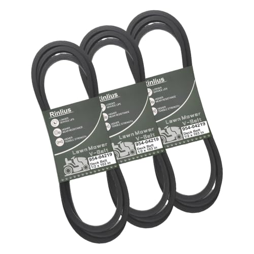 Rinlius Mower Deck Belt 954-04219 for Troy-Bilt Cub Cadet LTX1045 LTX1046VT LT2000 LT-2200 MTD 754-04219 46 inch Deck Lawn Mowers(1/2" x 103") (Pack of 3)