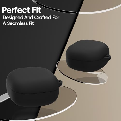 Image of Sounce Soft Silicone Protective Case Cover Compatible with Samsung Galaxy Buds Core Shockproof Lightweight Earbuds Cover with Metal Carabiner Keychain for Office, Gym and Everyday Use(Black)