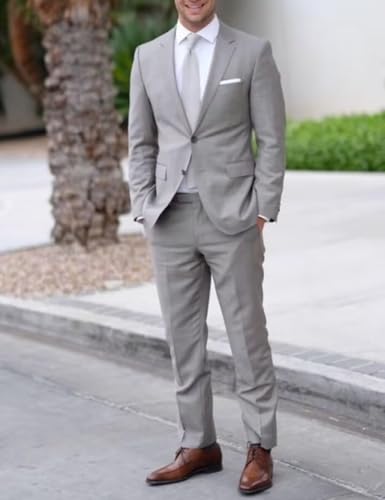 ONAXTDA Men's Serge Suit 2 Piece Jacket Pants Slim Fit Single Breasted Solid Business Wedding Party Tuxedo2