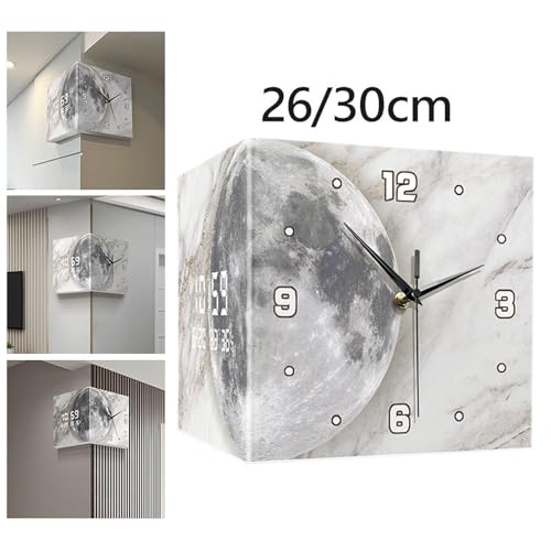 Image of Bnf Lunar Pattern Wall Mounted Corner Clock Wall Decoration for Kitchen Creative 26x26x26cm|Home & Garden | Home Dcor| Clocks | Wall Clocks