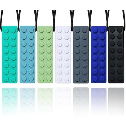Chew Necklaces for Sensory Kids, 7 Pack Chewy Necklace Sensory Toys for Kids with Autism, Anxiety, ADHD, SPD, Silicone Chew Toys for Boys Girls Adults Chewing Biting Fidgeting Cover