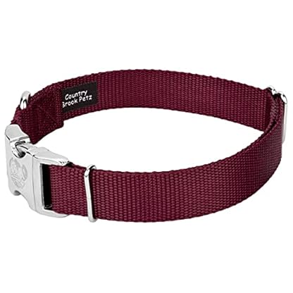Country Brook Petz Premium Nylon Dog Collar with Metal Buckle for Small Medium Large Breeds - Vibrant 30+ Color Selection (Large, 1 Inch, Burgundy) - Image 7