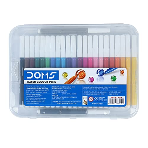 DOMS Aqua 24 Shades Watercolour Sketch Pen Set | Unique Push Resistant Tip With Bright & Intense Colors | Non-Toxic & Safe For Kids | Colourful Sketching, Doodling & Mandala Art | Pack of 1 - Image 5