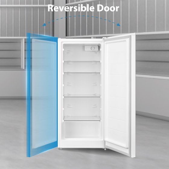 Modern Convertible Freezer/Refrigerator, Reversible Door Hinge, Shelves - 7.1 Cu ft Capacity (NEW White)