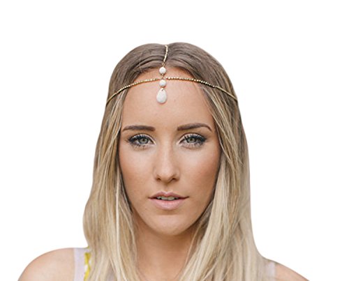 Jovono Head Chain for Women and Girls Headpieces With Acrylic Stone Pendant