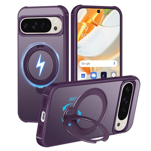 HuwaiH 360° Spin Magnet Stand Case for Google 9 Pro XL/10 Pro XL, Purple