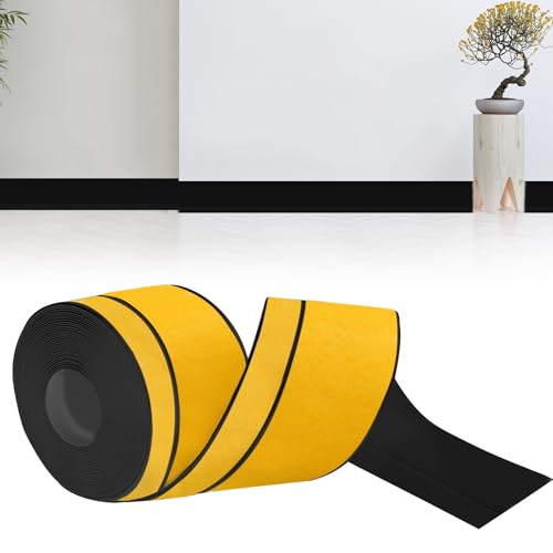 bechoanigel Sockelleiste Selbstklebend,50mm x 20mm x 12m Weichsockelleiste Selbstklebend PVC Winkelleiste selbstklebend, Sockelleisten Flexibel für Küche und Bad Geeignet(Schwarz)﻿﻿