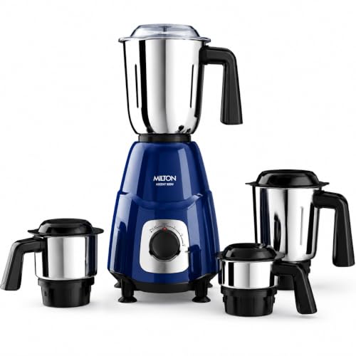 Image of Milton Ascent Mixer Grinder, ISI Certified, Grindstone Blade Technology, 4 Jar, 800 W (22000 RPM), 5 yr motor warranty, 2 yr product warranty I Blue
