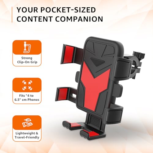 Image of amazon basics Mobile Holder for Bikes | Anti-Shaking Design | 360 Rotation | Secure Fit for 6-9 cm Phones | GPS & Navigation Mount