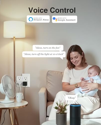Image of 15A Dual Smart Plug 4 Pack, GHome Smart Plugs that Work with Alexa and Google Home, 2-in-1 Compact Smart Outlet Timer with APP Remote Control, 2.4GHz Wi-Fi Only, No Hub Required, FCC Listed