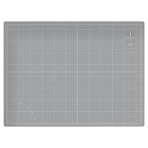 Cathedral Products A2 Double-Sided Self-Healing Cutting Mat | 3mm Thick | Metric and Imperial Grids | Grey
