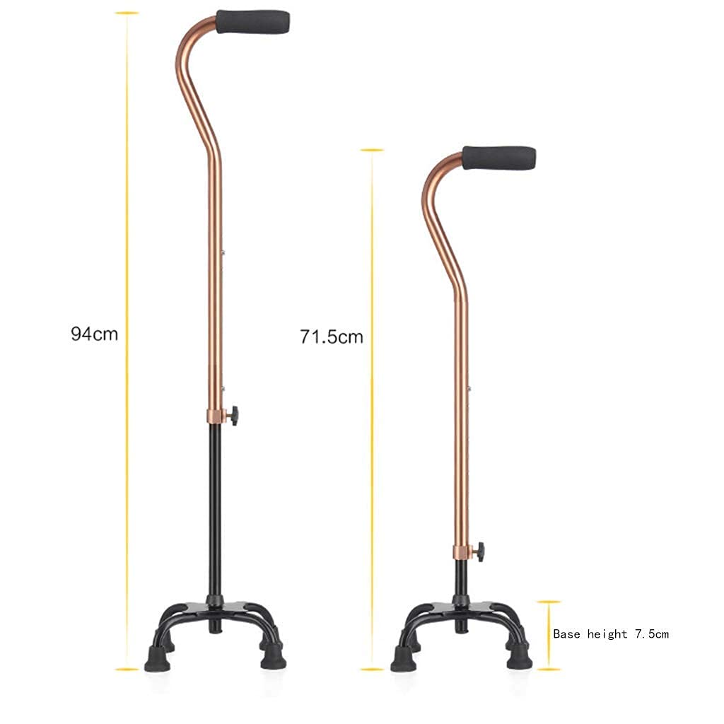 MObyat Andador para Ancianos,Bastón para Caminar, Soporte de Cuatro Patas, bastón retráctil de aleación de Aluminio, Andador