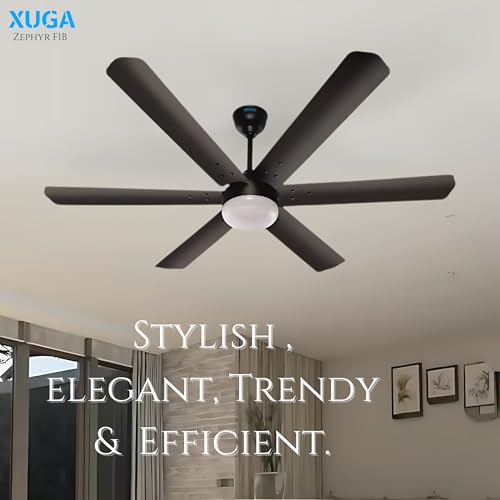 Image of XUGA Zephyr F1B Premium Smart 1200mm, BEE 5-star BLDC fan,6 Blade,Remote Ceiling fan for Home, 100% Copper Motor,Energy Saving, High Air Delivery,LED (Smoke Brown Combo)(5 Year Warranty)