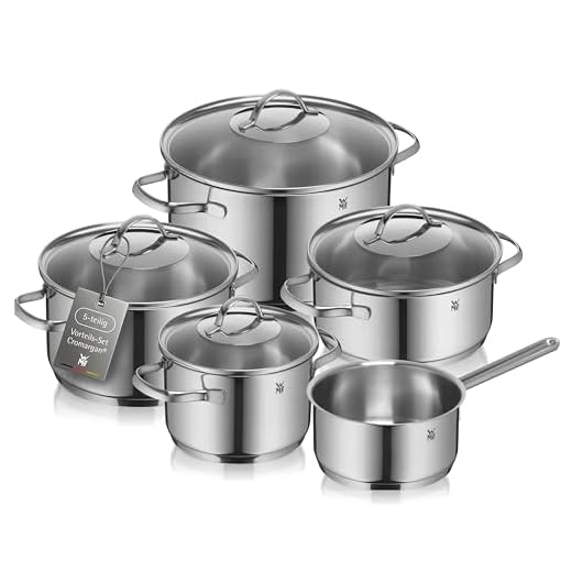 WMF Provence Plus Topfset Induktion 5-teilig, Kochtopf Set mit Glasdeckel, Cromargan Edelstahl poliert, Töpfe Set unbeschichtet