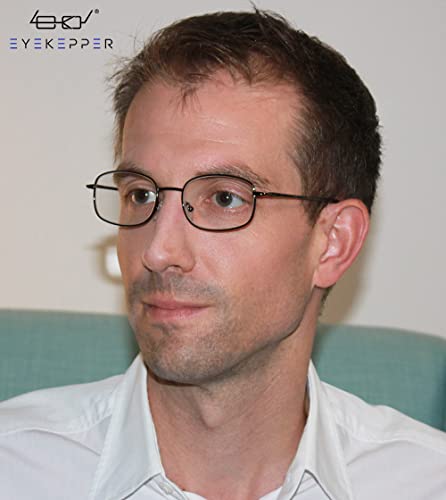 Eyekepper 4 Pairs Reading Glasses Metal Gunmetal Frame Reader Eyeglasses with Spring Hinges for Men Women Reading