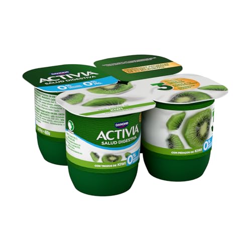 Activia Yogur Kiwi - rico en probióticos y con 0% azúcares - Pack: 4x120g