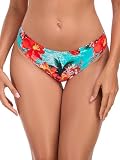 [RELLECIGA] レデイース ビキニボトムス ローライズ ブラジリアンカット 水着 パンツ サウナ 温泉 海(ブルーフローラル、L)