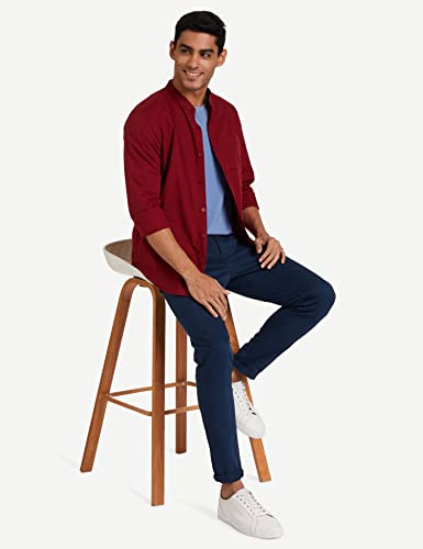 Image of Amazon Brand - Symbol Men's Cotton Shirt | Chinese Collar | Casual | Plain | Full Sleeve | Summer - Regular Fit (Available in Plus Sizes)