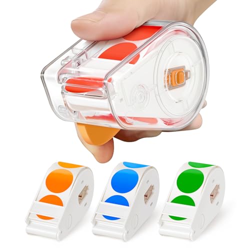 Image of Sticker Dispenser Suitable for roll Stickers, 1200 Pieces of 1-inch Colored dot Stickers, and Circular Color-Coded Labels; Ideal for Offices and Student classrooms.