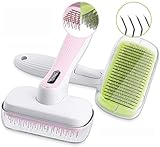 YLONG Self Cleaning Slicker Brush Professional Pet Grooming Brush for Dogs and Cats,with Short to Long Hair (Green，Pink)