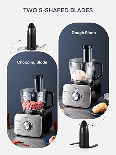 FOHERE Food Processor Multifunctional, 3-Speed Food Processor and Blender Combo with 3.5 L Bowl, 1.5 L Blender Jug, Simple Operation for Blending, Dicing, Slicing, Shredding, Mincing, and Pureeing