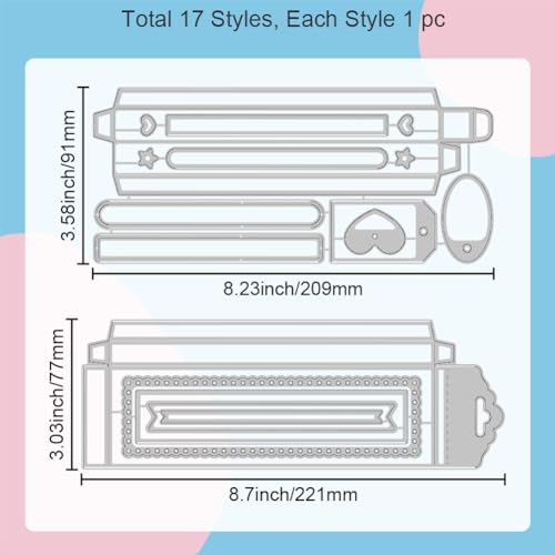 GLOBLELAND 3D Pen Box Frame Cutting Dies Metal Label Frame Die Cuts Embossing Stencils Template for Paper Card Making Decoration DIY Scrapbooking Album Craft Decor