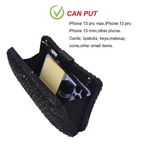 Image of Crystal Box Clutch Rhinestone Handbags For Women Party Purse Wedding Evening Bag