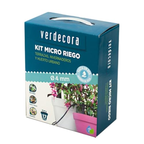 Verdecora Kit de Riego por Goteo para Huerto Urbano y Macetas | Sistema Completo de Riego Automático | Fácil Instalación y Ahorro de Agua | Ideal para Jardines, Terrazas y Balcones