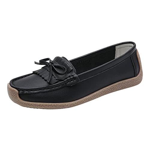 Chaussures plates à pompons pour femme doublées hiver noir 39