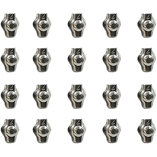 HUANGY 20 Pièces Clips de Câble en Acier Inoxydable 304, Serre-câble M2, Serre-câble en Acier Inoxydable pour Câble Métallique, pour Serre-câbles pour Câble Galvanisé Cover