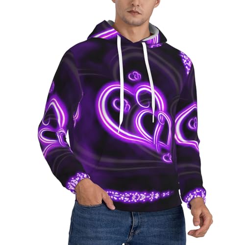 Sweat à capuche épais homme violet streetwear hoodie coton imprimé