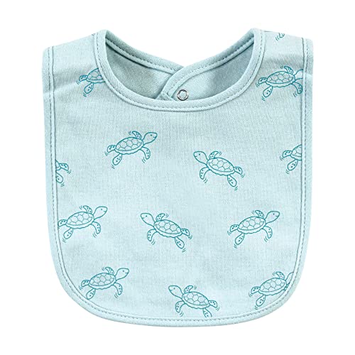Image of Hudson Baby Unisex Baby Cotton Bibs, Sea Turtle, One Size