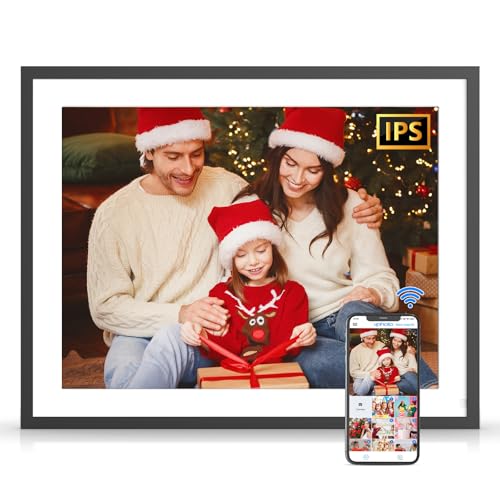 17" Digital Picture Frame Large Electronic Photo-Frame - 32GB Wall Mounted WiFi Smart Picture Frame, Touch Screen, Motion Sensor, Auto-Rotate, Unlimited Cloud Storage, App or Email Photo Sharing
