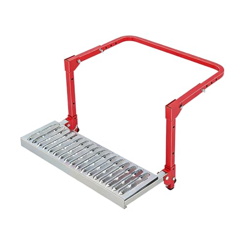 Heavy Duty Folding Tire Step - Adjustable Height Car Door Assist Step for Truck, SUV & RV, Folding Running Board for Roof Rack Access & Exterior Maintenance (Red)