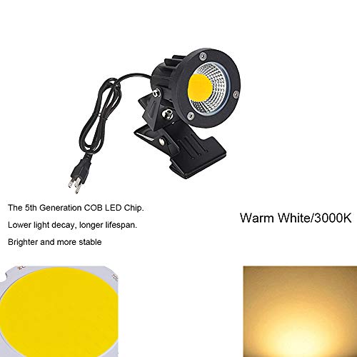 Youngine Outdoor 1pc 5W COB LED Clip on Light, IP65 Waterproof Adjustable Desk Stand COB Spotlights with Clip and US Plug for Flag Coffee Shop (Warm White) by Youngine - Used condition - Image 3