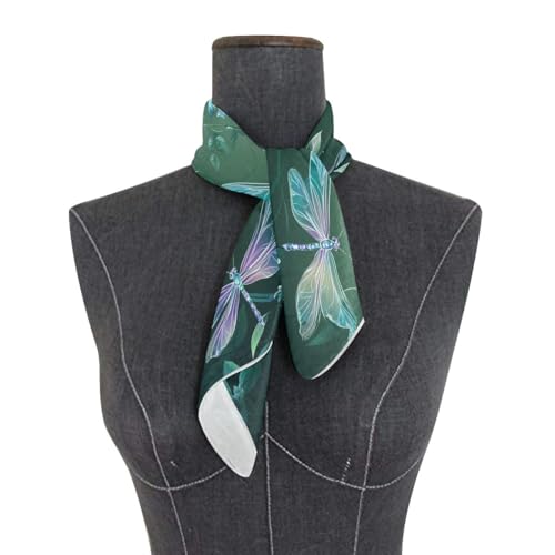 Women's Square Silk Hair Scarves and Wraps Headscarf Iridescent Dragonflies Head Neck Scarf Bandana 24inch3