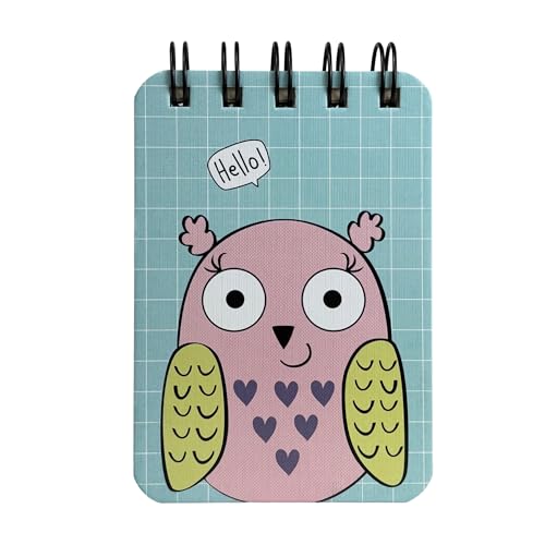 Image of Spiral Pocket Notebook (7.5 x 11 cm) | Cute Mini Notepad | Small Handy Notebook for School, Office & Personal Notes (Owl)