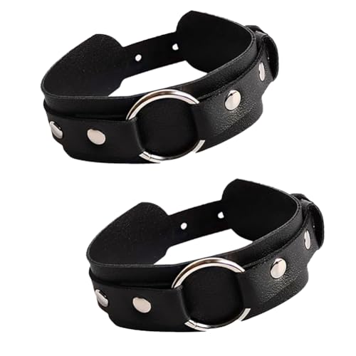 Gothic Leather Arm Band, Adjustable Upper Arm Strap with Metal Ring,Armlet Black