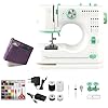 Sewing machine twin needles Portable 16 Built-In Stitches, Dual Speed, Double Needle Thread Compact Sewing Machine for Home Use,ldeal for Adults beginners(11.6*10.6in)
