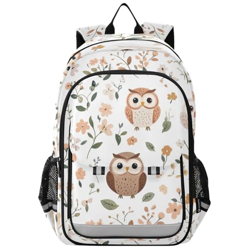 Sac à dos ordinateur portable enfants lycée à fleurs style décontracté motif hiboux