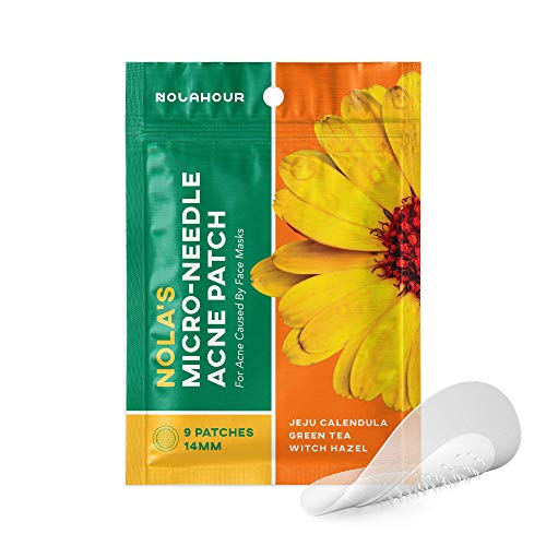 NOLAHOUR Microneedle Pimple Patches for Upcoming & Early-Stage Acne Caused by Face Mask - Salicylic Acid with Calendula, Green Tea, Witch Hazel to Heal Acne (9 Patches in 1 Pack)