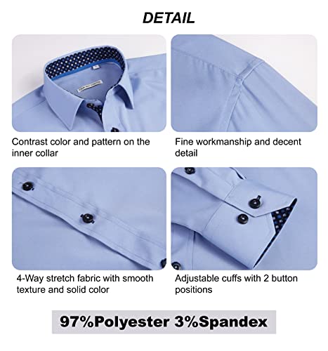 Warhorsee Mens Dress Shirts Long Sleeve, Regular Fit Wrinkle Free Stretch Casual Button Down Shirt Men,Blue,Xl #TOP3
