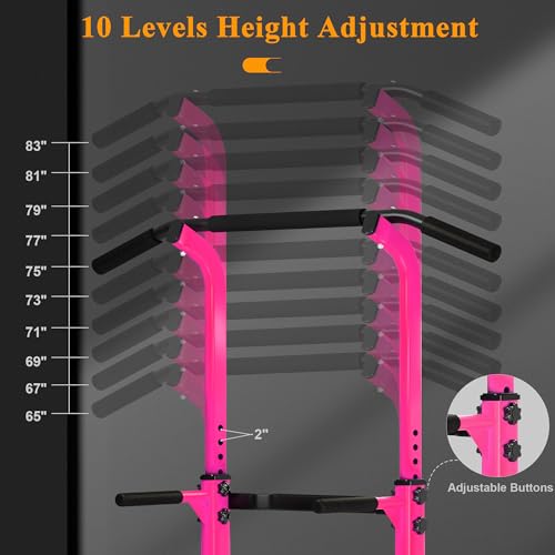 Image of DlandHome Power Tower Pull Up Dip Station Multi-Function Fitness Equipment for Strength Training Adjustable Height Dip Stand for Home Gym