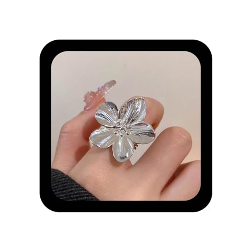 Anello vintage metallo fiore nocca argento grande anello fiore dito punk anello fiore boho anello mano fiore esagerato anello aperto dichiarazione anello aperto per le donne