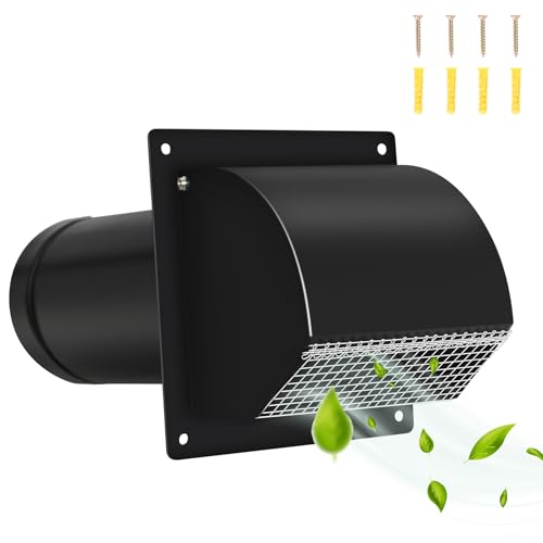 4 Inch Steel Hooded Wall Vent with Screen,Arc-Shaped Wall Vent for Ventilation and Exhaust,Suit for...