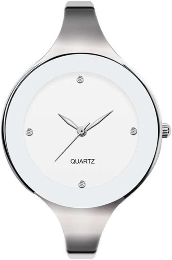 Womens Dress Diamond Hour Wrist Watch Bangle Bracelet White