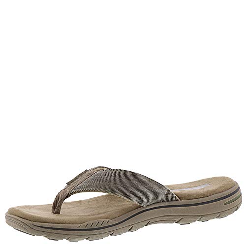 Skechers Men's Evented-Rosen Flip-Flop, Khaki, 9 XW US